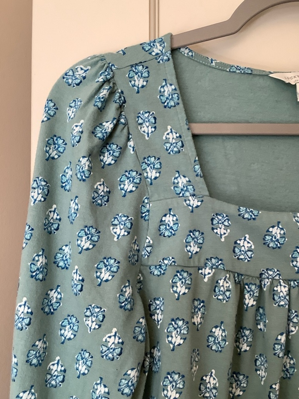 Lucky Brand Mint Green Floral Square-Neck Blouse - Picture 3 of 6